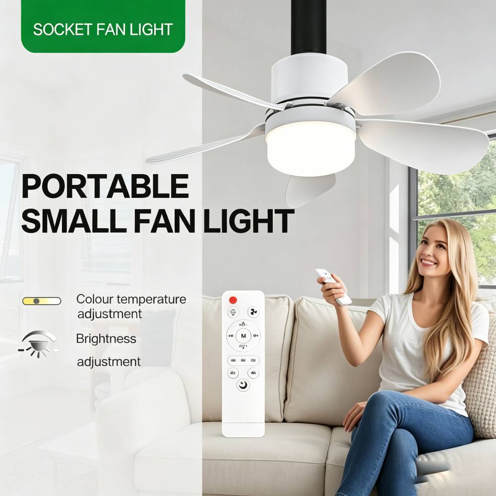 Lighting Design Decor - Socket Fan Light with Remote, Small