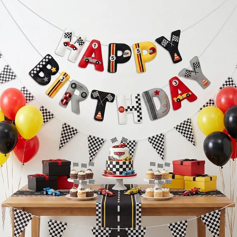Lighting Mcqueen Decor - Pre-strung Retro Race Car Felt Themed