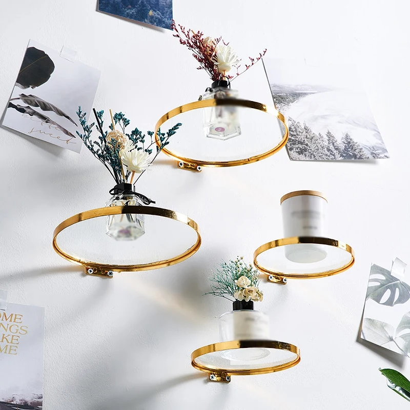 Lighting Metal Wall Decor - Round Wall Hanging Iron & Glass