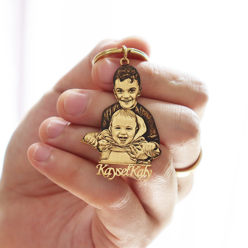 Pendant Light Shade - Personalized Baby Photo Keychain Engraved Family