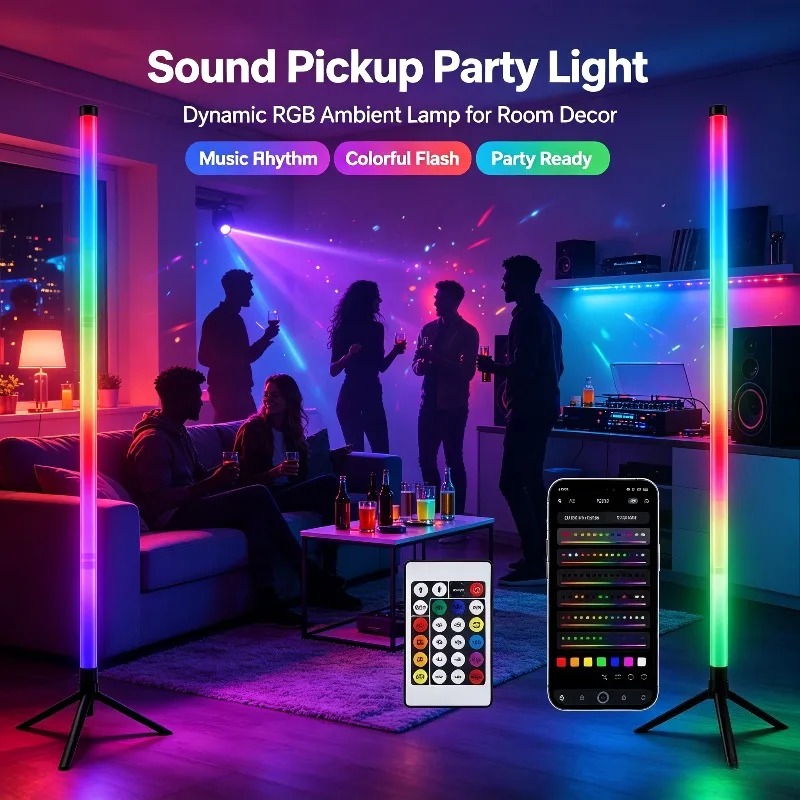 Lighting Design Decor - 2PCS 120CM RGB Floor Lamp, Sound