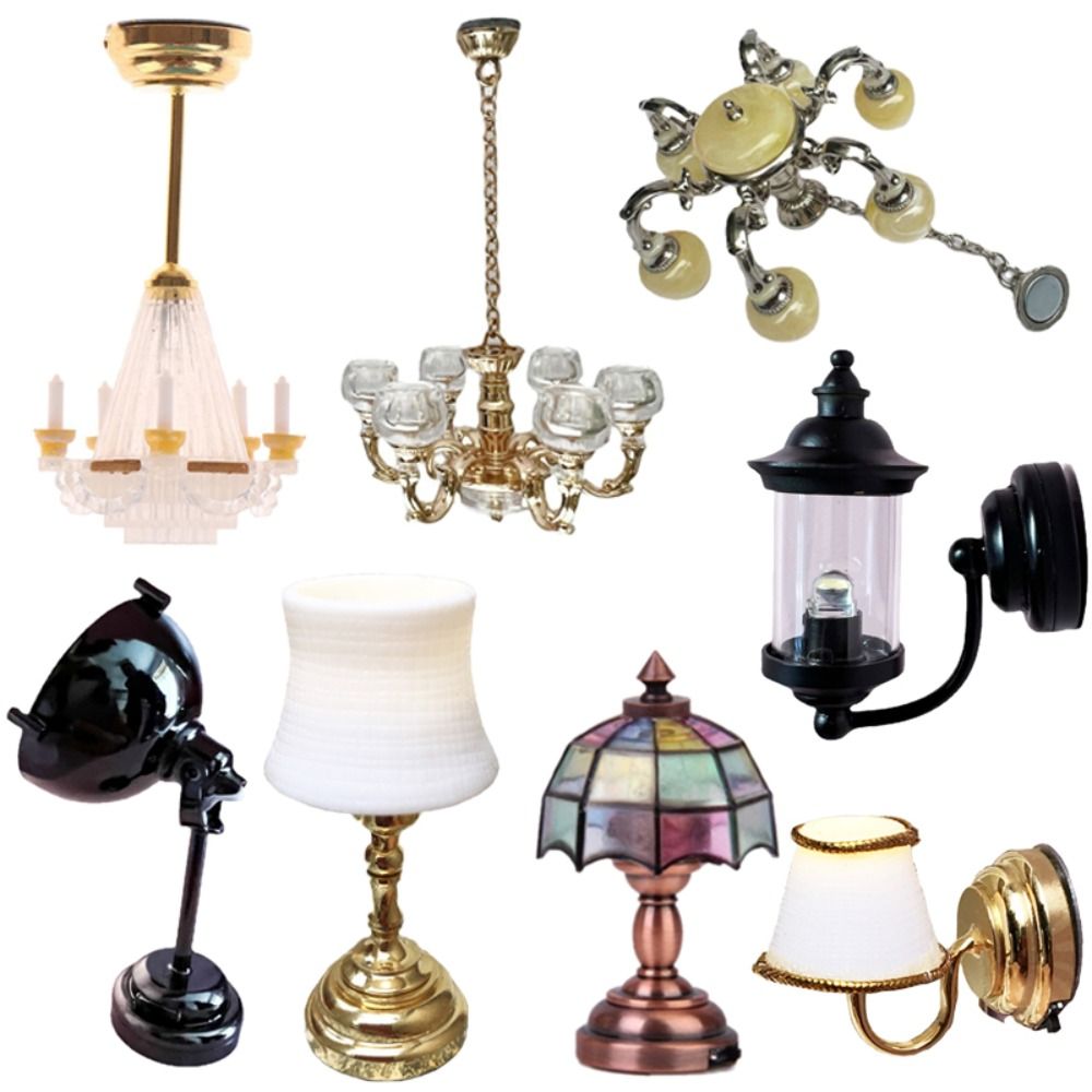 Lighting Metal Wall Decor - 1:12 Scale Dollhouse Miniature Desk Lamp