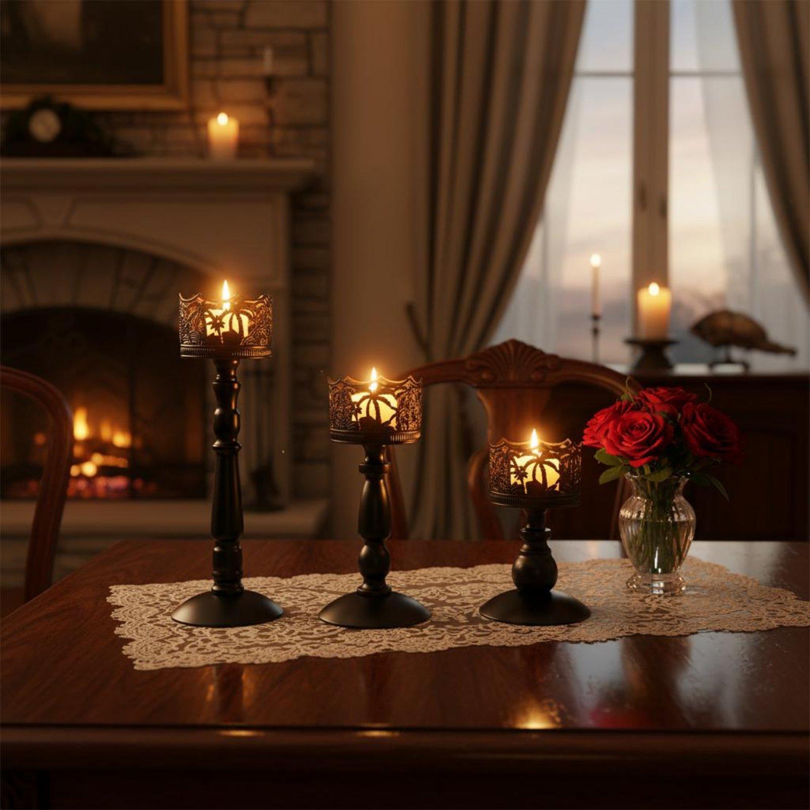 Iron Candlestick Elegant Metal - Candle Holder Set ulasan dan harga