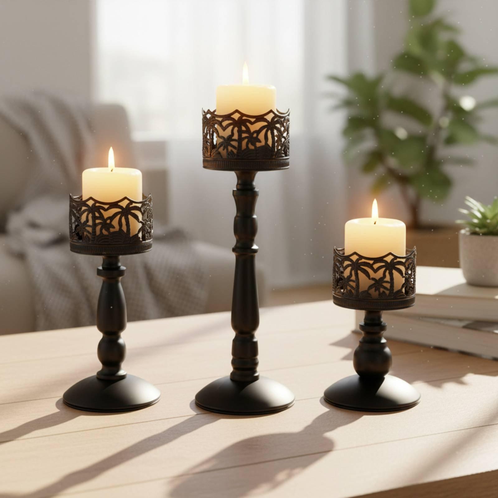 Iron Candlestick Elegant Metal - Candle Holder Set ulasan dan harga