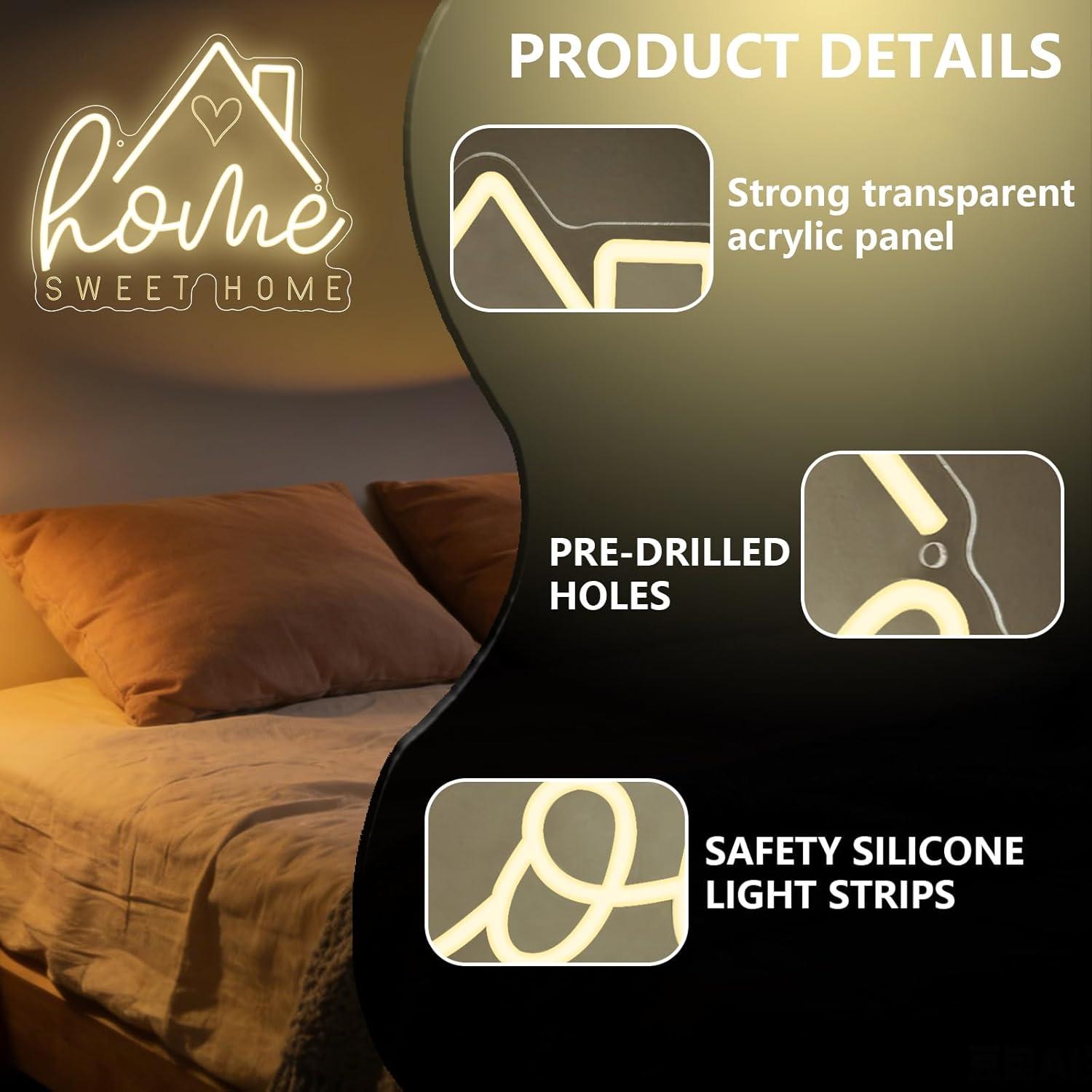 Sweet Home Neon Sign USB Dimma - Lighting Decor Home ulasan dan harga