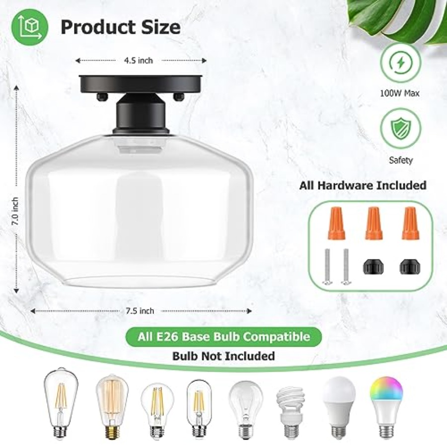 Semi Flush Mount Ceiling Light - Pendant Light Shade ulasan dan harga
