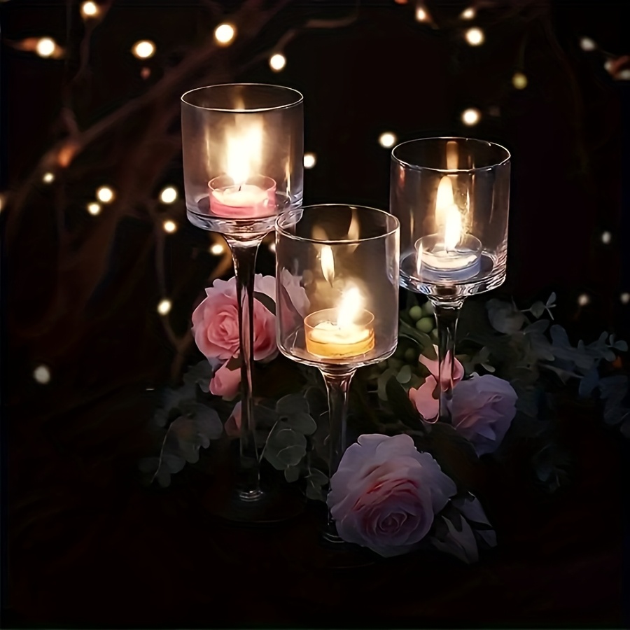 3PCS Transparent Glass Candle  - Candle Holder Set ulasan dan harga