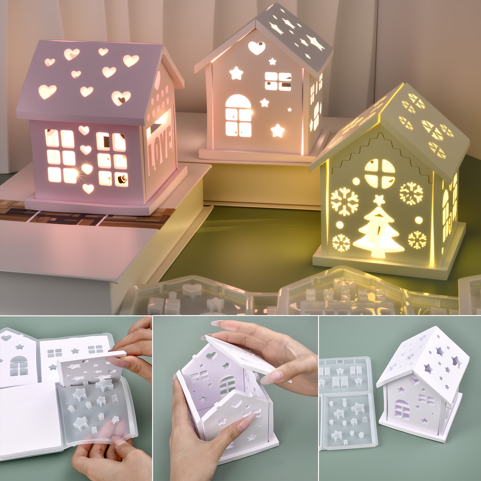 3D House Silicone Mold DIY Chr - Candle Holder Set ulasan dan harga