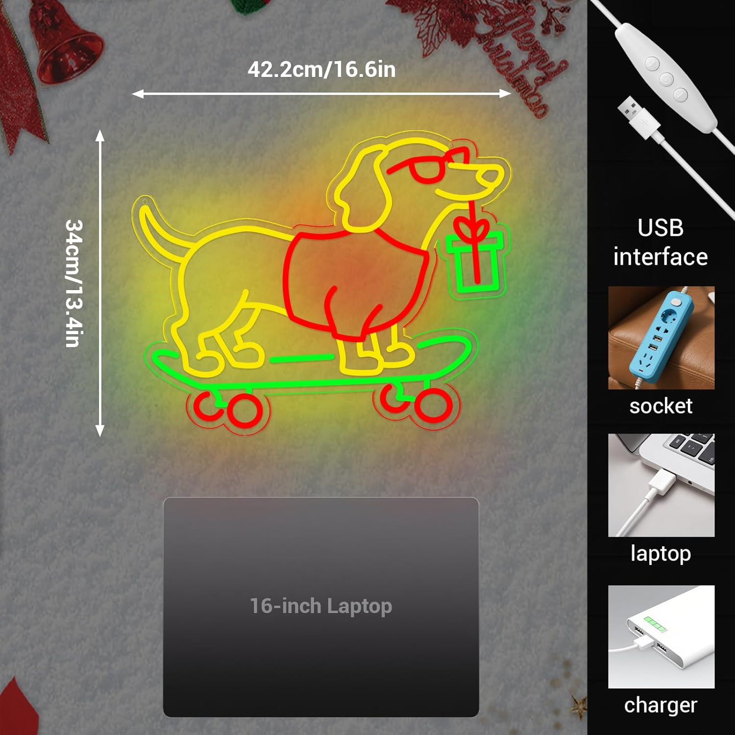 USB Dimmable Dachshund Neon Si - Bedroom Lighting Decor Ideas ulasan dan harga