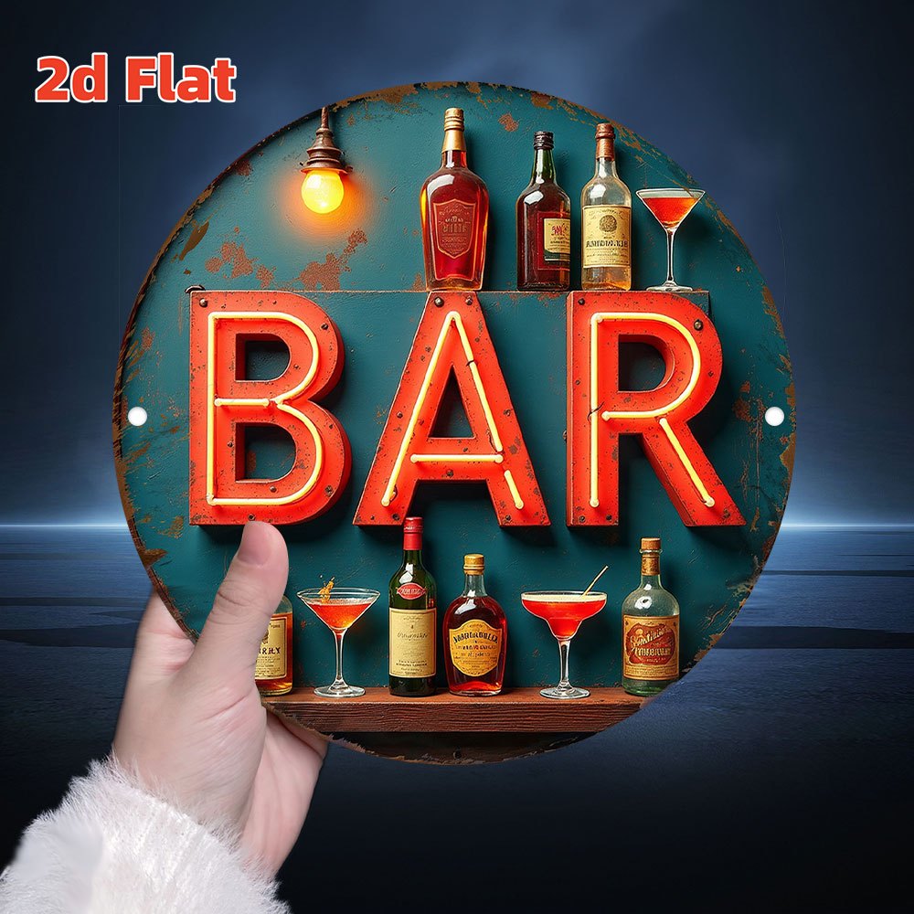 2D Metal Sign, Vintage Neon Ba - Lighting Metal Wall Decor ulasan dan harga