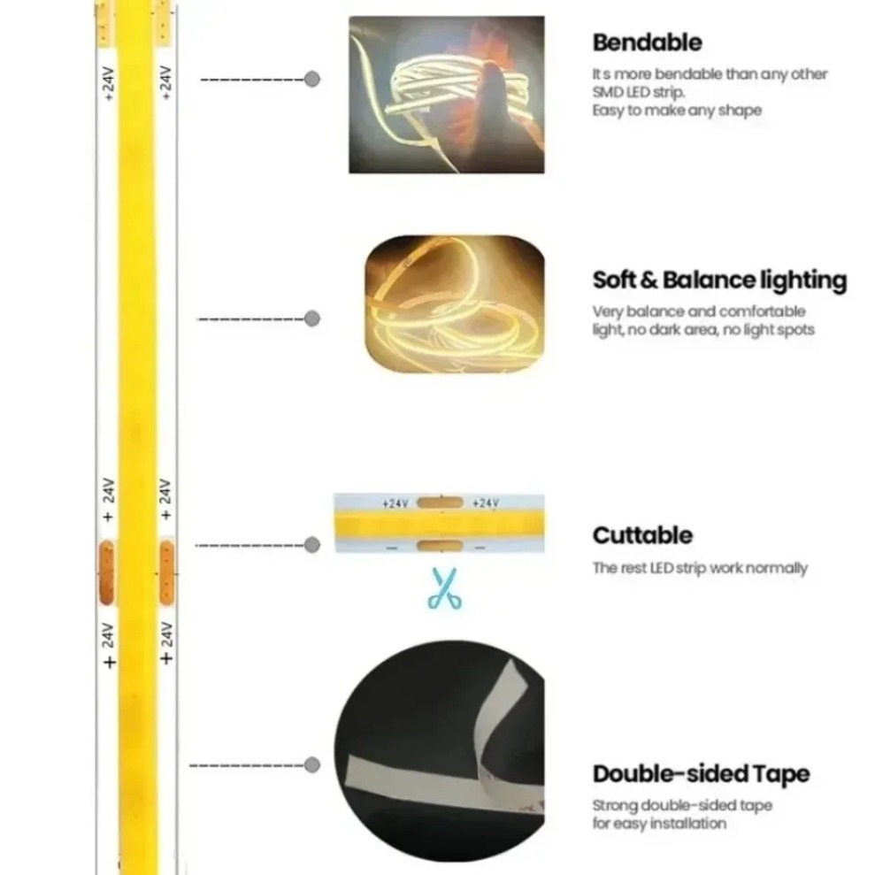 COB LED Strip DC12V/24V 320LED - Lighting Decor And More ulasan dan harga