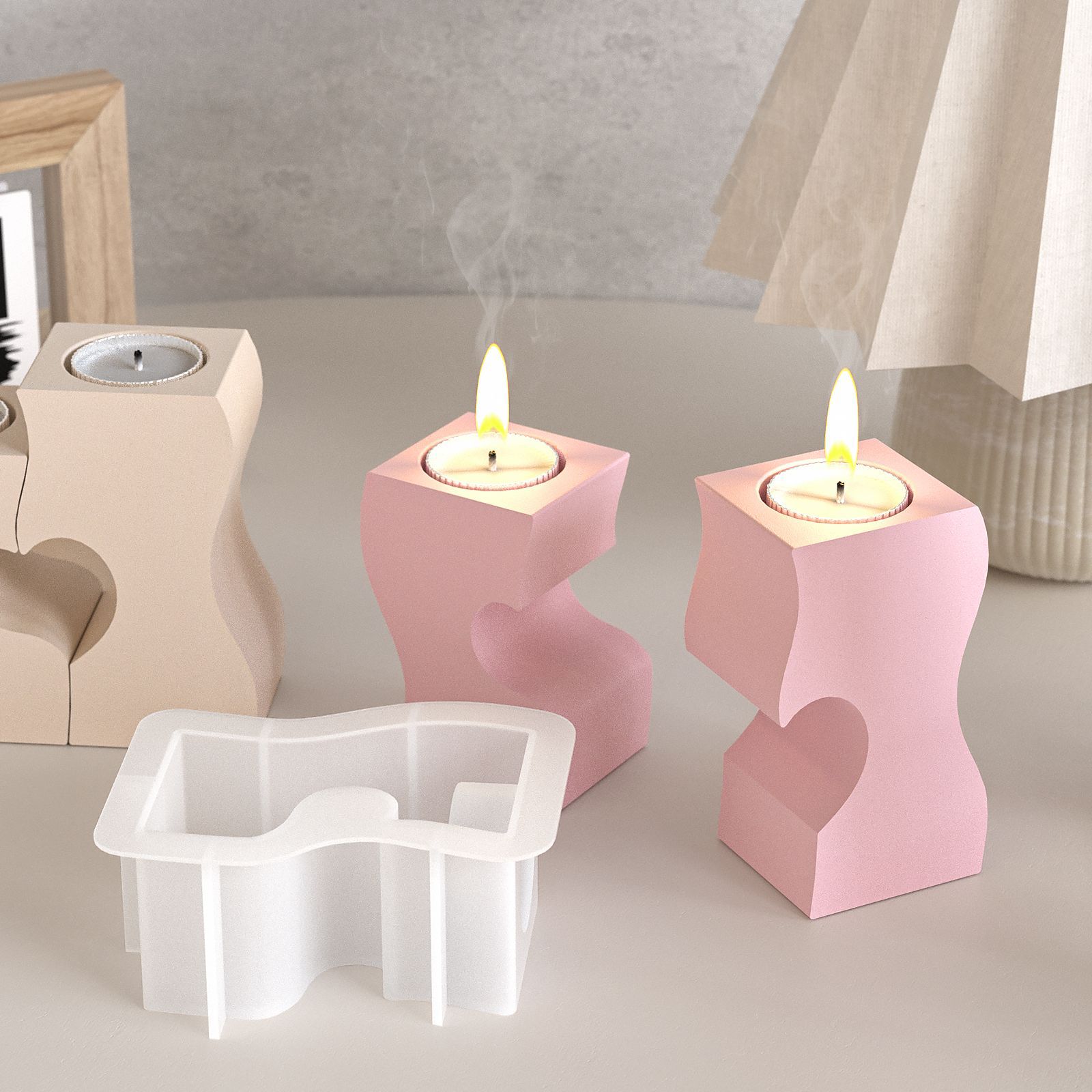 S Heart Candlestick Silicone M - Candle Holder Set ulasan dan harga