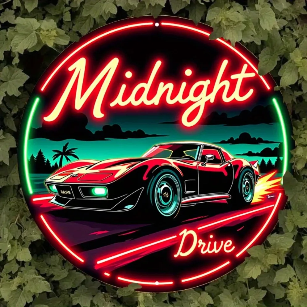 Vintage Neon Car Sign Midnight - Lighting Metal Wall Decor ulasan dan harga