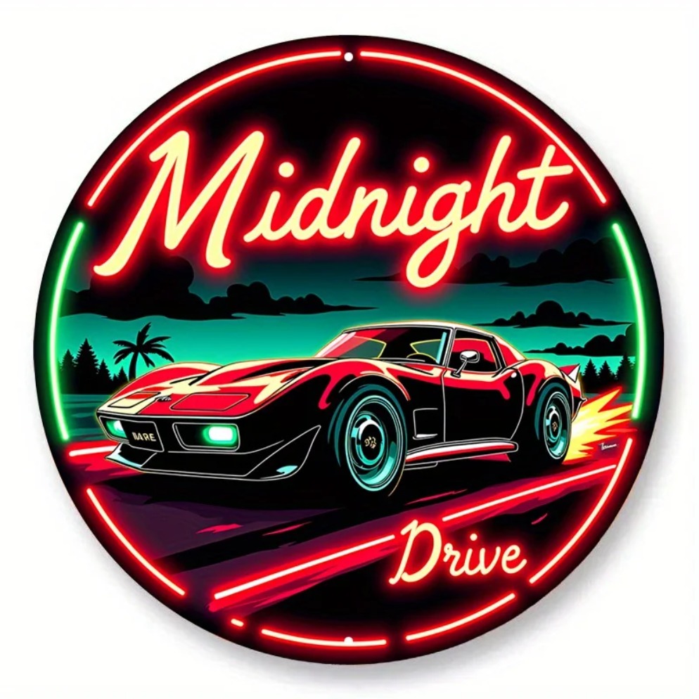 Vintage Neon Car Sign Midnight - Lighting Metal Wall Decor ulasan dan harga