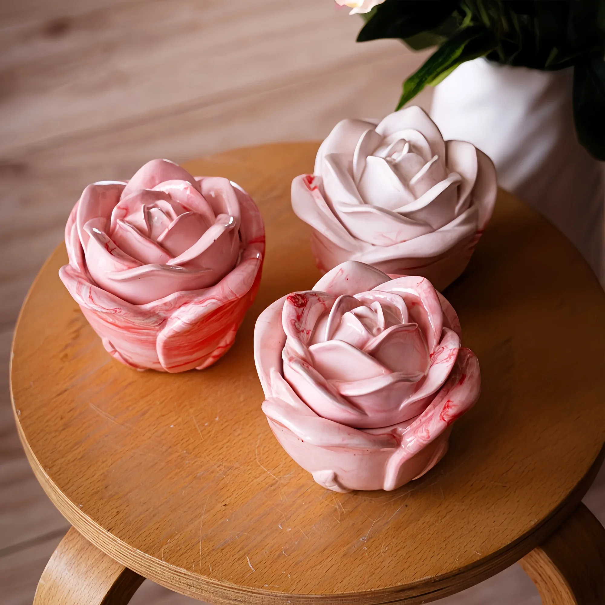 2-Piece Set Rose Shaped Silico - Candle Holder Set ulasan dan harga