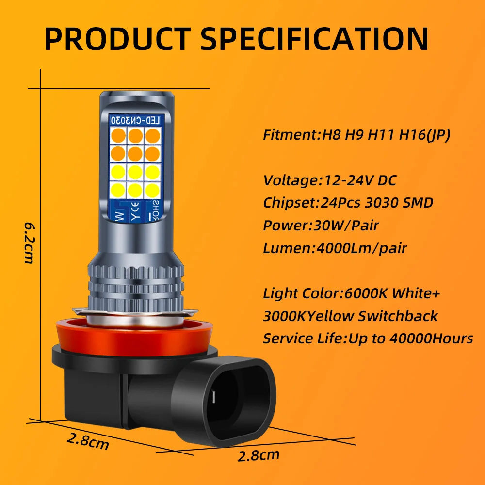 2Pcs LED Fog Lamp Bulbs For Su - Colour Changing Bulb ulasan dan harga