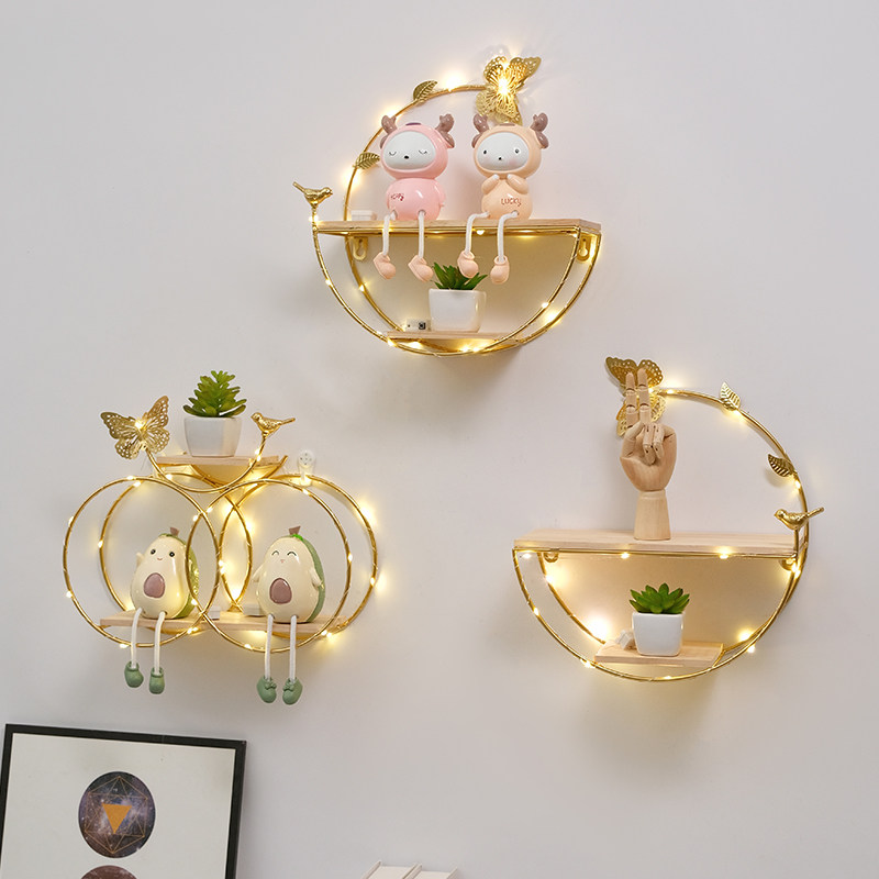 No Drill Wall Mounted Shelf Li - Lighting Metal Wall Decor ulasan dan harga