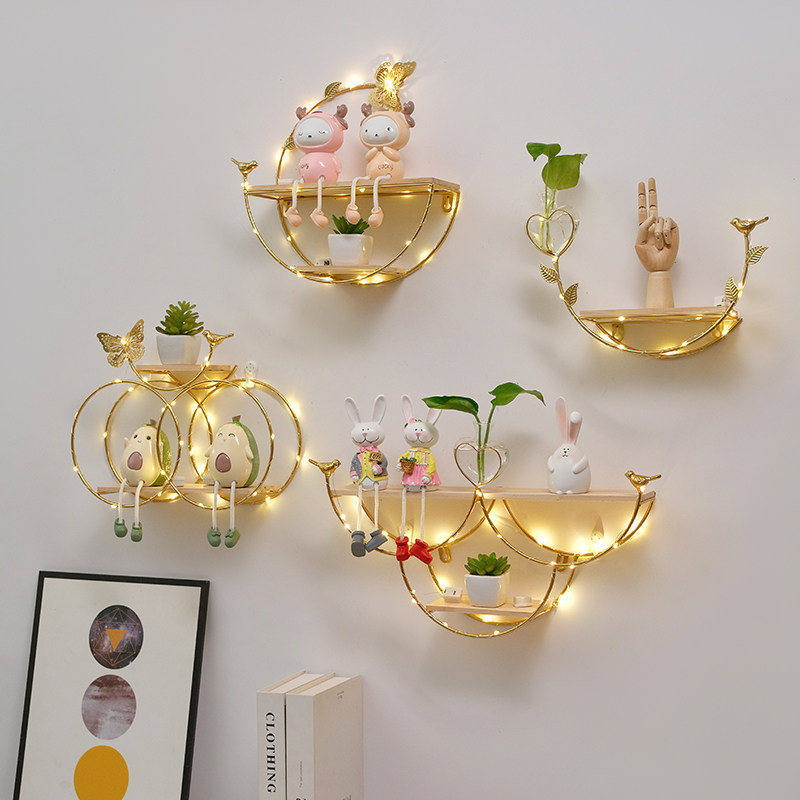 No Drill Wall Mounted Shelf Li - Lighting Metal Wall Decor ulasan dan harga