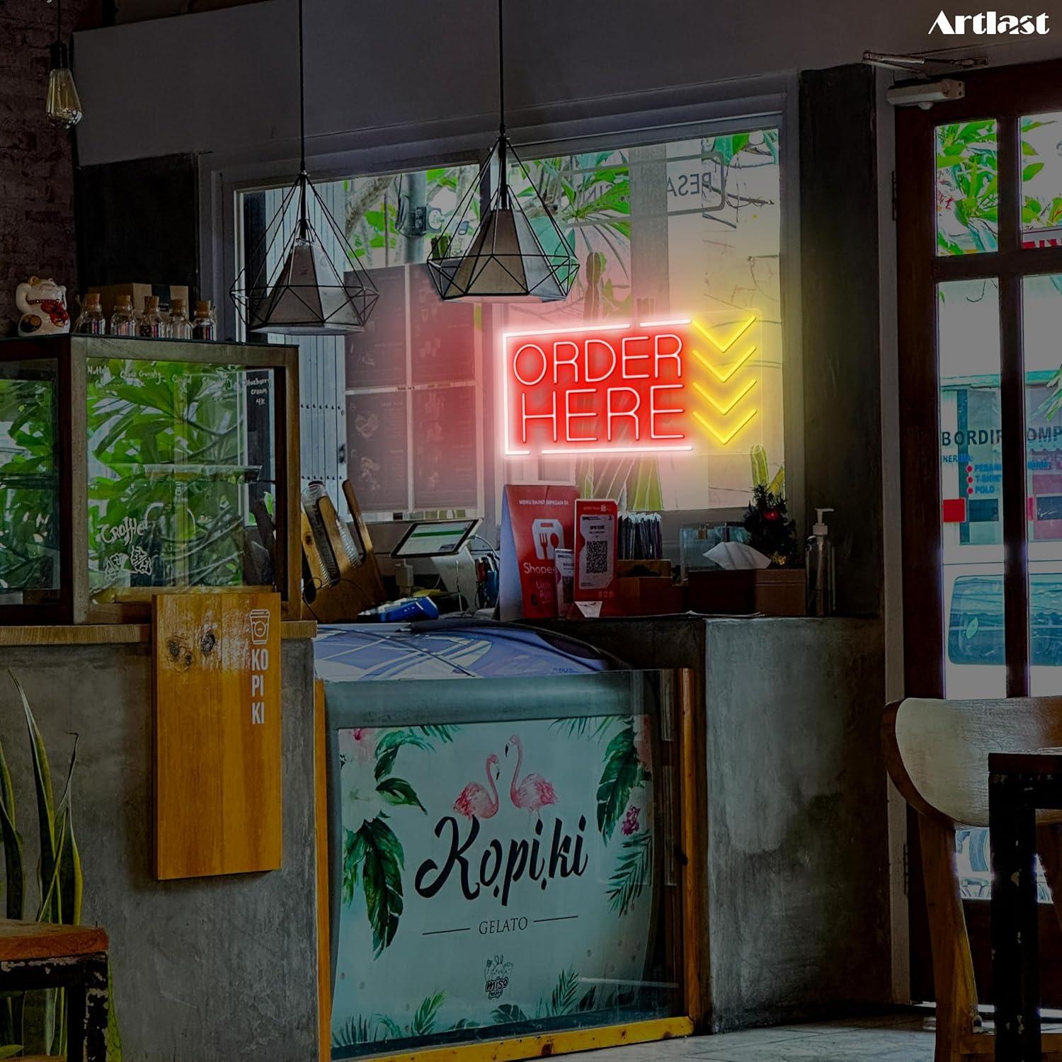 Order Here Neon Sign USB Dimma - Lighting Decor Store ulasan dan harga
