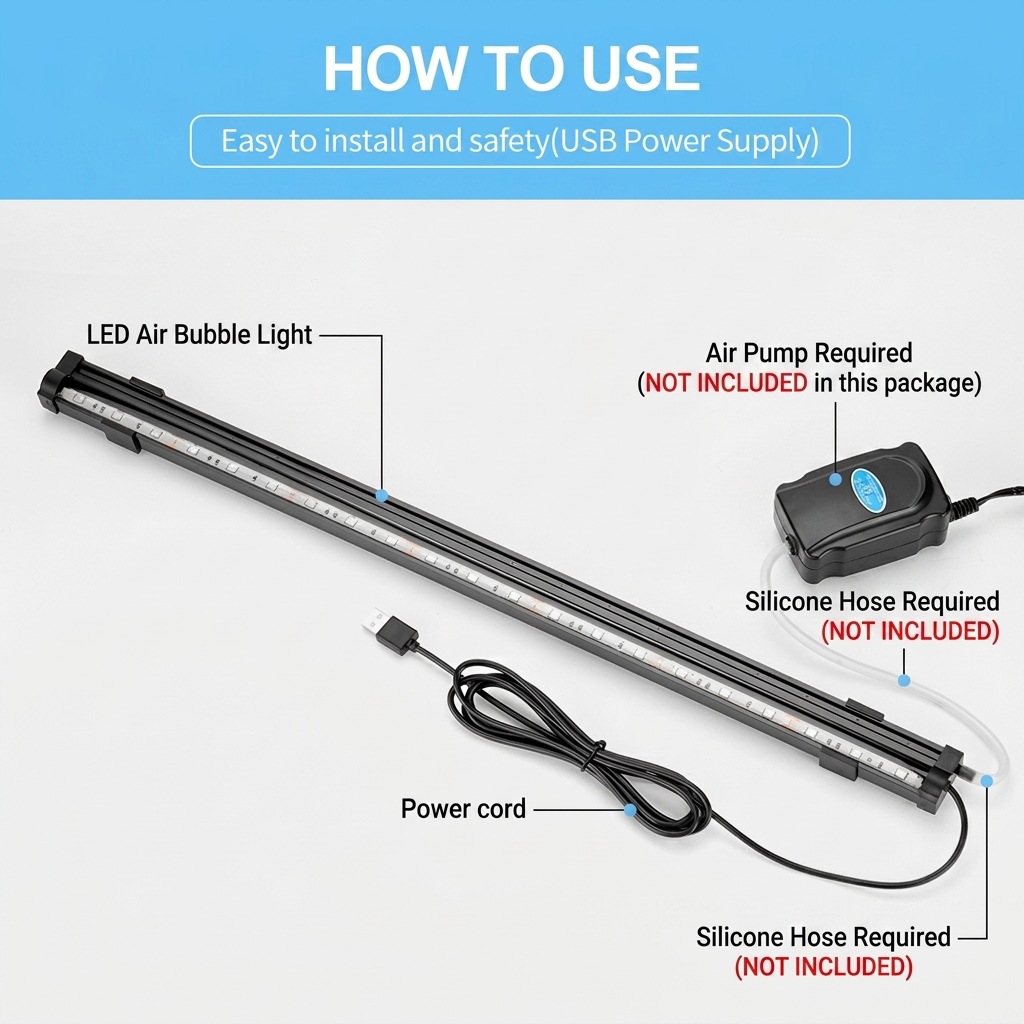 USB LED Aquarium Air Bubble Li - Colour Changing Bulb ulasan dan harga