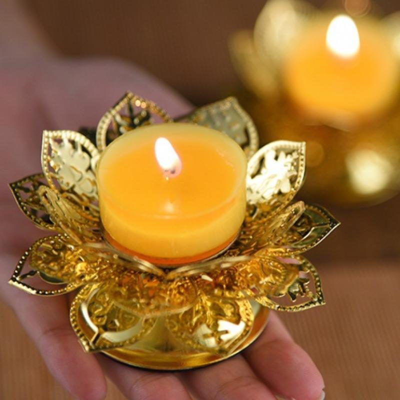 Tea Light Holder Gold Lotus De - Lighting Design Decor ulasan dan harga