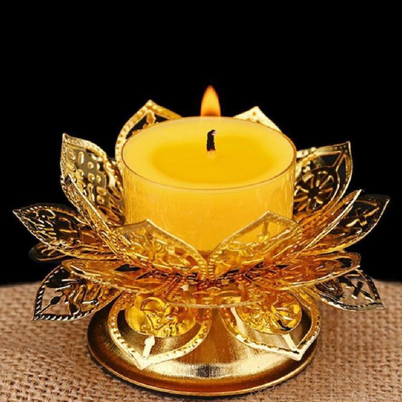 Tea Light Holder Gold Lotus De - Lighting Design Decor ulasan dan harga